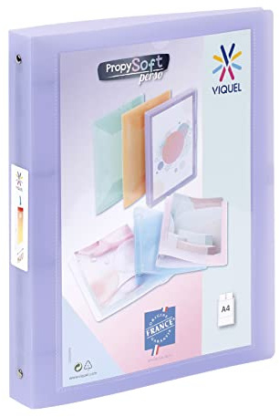 Viquel - Anpassningsbar A4 MAXI mjuk pärm - 4 ringar - rygg 4 cm - för A4-dokument - genomskinlig lila