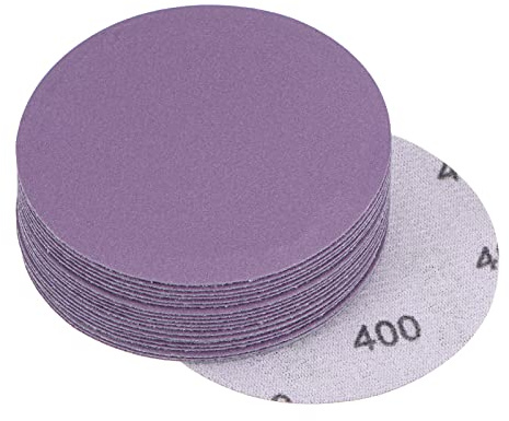 sourcing map 20Pcs 3-Inch Purple Sanding Discs 400 Grits Hook and Loop Professional Aluminum Oxide Sand Paper Wet Dry Polish for Wood Metal Paint Finishing