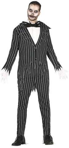 FIESTAS GUIRCA Lord Skelett - Nadelstreifen Anzug und Fliege Kostüm Erwachsene Herren Größe L 52-54