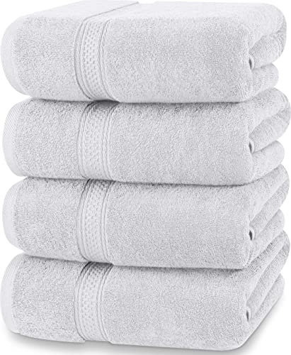 Utopia Towels - 4 Piece Bath Towels Set (69 x 137 CM) - Premium 100% Ring Spun Cotton - Quick Dry, Highly Absorbent, Soft Feel Towels, Perfect for Daily Use (Silver)