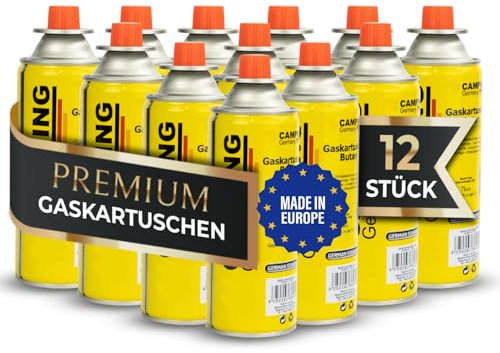 Magnum ® (12x Gaskartuschen 227g ideal für Gaskocher, Gasheizung, Gasbrenner, Unkrautbrenner oder Campingkocher – Butan Gaskartusche Typ MFS – 1A für perfekt für Küchenbrenner (12 Kartuschen)
