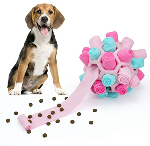 Larimuer Schnüffelball für Hunde, Schnüffelteppich Schnüffelspielzeug Interaktive Hundespielzeug tragbarer Haustier Snuffle Ball Toy für Kleine Mittelgroße Hunde Haustier (Sommer Rosa)