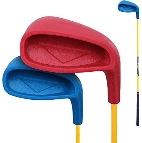 Fers de club de golf junior avec manche en carbone et surface de frappe extra large, parfait pour les débutants garçons et filles (rouge, pour 9-12 ans)
