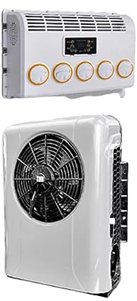 Car Electric Air Conditioner, Electric Split Truck Parking Air Conditioner, 12/24V Inverter Air Conditioner, Suitable for RV, Caravan, Truck, Tractor (white 12V)