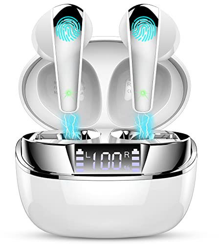 Cuffie Bluetooth, Auricolari Bluetooth 5.3 Cuffie Wireless In Ear Stereo HiFi con Mics, Mini Cuffiette Bluetooth Cancellazione Rumore, Cuffie Senza Fili Auricolari Wireless per Android IOS uaue