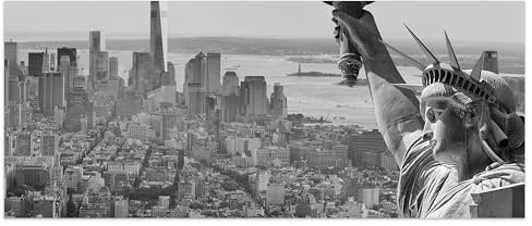 wandmotiv24 Leinwandbild Manhattan Liberty Statue 120x50cm (BxH) M0727