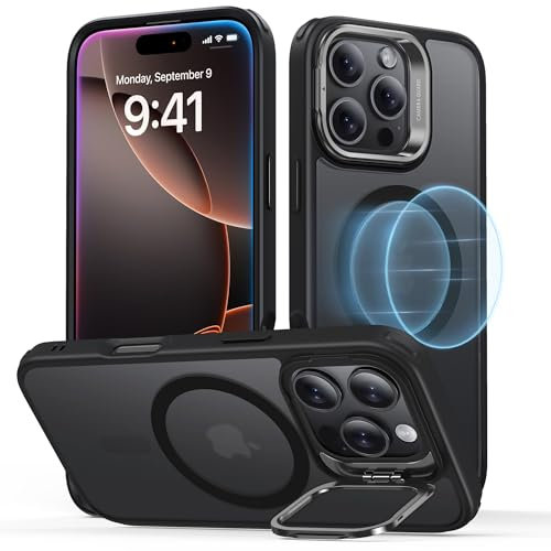 ESR für iPhone 16 Pro Hülle mit Kamerasteuerung, kompatibel mit Magsafe, Militärnorm Schutzhülle Handyhülle iPhone 16 Pro Case, integrierter Ständer Handy Case, Kratzfeste Rückseite, Mattschwarz
