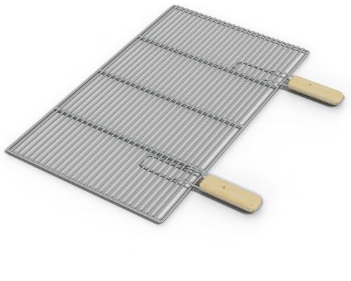 HAGO Griglia in acciaio inox | Angolare 67x40 cm | Griglia di ricambio | Griglia per barbecue | Griglia per barbecue | universale | con maniglie | in acciaio inox | massiccia | per barbecue a gas |