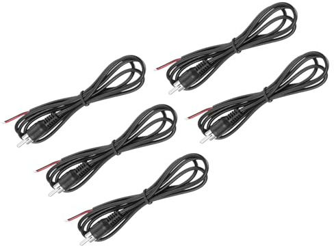 QUARKZMAN 5 Stück Lautsprecher-Cinch-Stecker auf blankes Kabel, offenes Ende, Cinch-Audiokabel, Stecker, Buchse, Adapter für Verstärker, Receiver, Lautsprecherkabel, 1 m