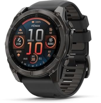 Garmin Amoled Smartwatch Fenix 8-51 MM | Premium Sportuhr mit integrierter LED-Taschenlampe, Lautsprecher und Mikrofon | Bis zu 29 Tage Akkulaufzeit im Smartwatch-Modus