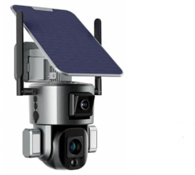 Telecamera di sicurezza esterna Telecamera solare 4K Wifi/4G Sim Wireless Dual Lens 4X 10X Pannello solare Rilevamento umano Telecamere IP esterne di sorveglianza PTZ Wireless per la sicurezza domesti