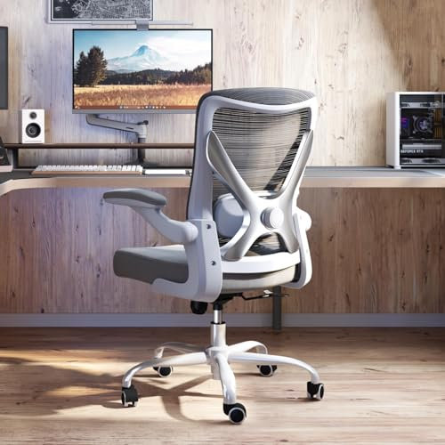 TRALT Ergonomischer Bürostuhl - X-förmiger Computer-Schreibtischstuhl bequem, Gaming-Stuhl, Bürostuhl mit Lendenwirbelstütze, Mesh-Bürostühle, Schreibtischstuhl für Lange Stunden(Graues Silber)