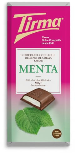 Tirma Barre de Chocolat au Lait Fourrée à la Crème de Menthe 110 g | Chocolat Crémeux et Rafraîchissant | Saveur Menthe | Dessert, Snack et Confiserie Gourmande