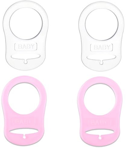 SGERUFZ 4 Pcs Silikon-Knopf-Ring Schnuller Adapter, Silikon Dummy Schnuller Halter Clip Adapter Ring, Silikonring für Schnuller