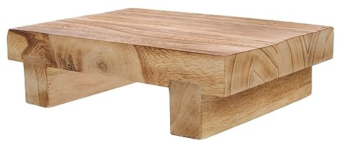 NUOBESTY Holzhocker aus Verbranntem Paulowniaholz für Wohnraumdeko | Khaki, Handgefertigter Holzsockel, Passend für Bilderrahmen und Kosmetik, Pflegeleicht