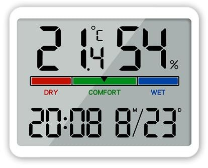 Small Digital Hygrometer Indoor Digital Thermometer Greenhouse Thermometer Wall, Accurate Humidity Gauge Room Hygrometer Monitor with Clock for Home Office Greenhouse Basement Babyroom