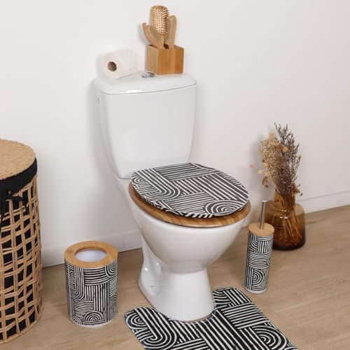 LiKeKa® Toilettendeckel aus Holz, WC-Sitz mit Motiv und leichter Reinigung, Klodeckel passend für handelsüblichen WC-Becken, Belastung der Klobrille 150kg (Vibes)