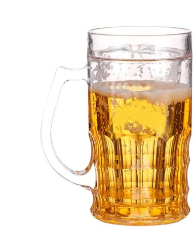 Fake Beer Glasses, 420ml Double Layer Funny Beer Stein, Fake Double Fake Beers Mug with Mezzanine, Realistic Prank Cup for Bars Beverages
