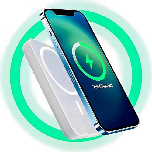 Magnetic Wireless Power Bank 15W Fast Charging, 5000mAh 15W USB C Wireless Portable Charger Compatible with Magnetic Safe for Apple iPhone 16 15 14 13 12 Pro/Pro Max/Plus, Lightweight Design