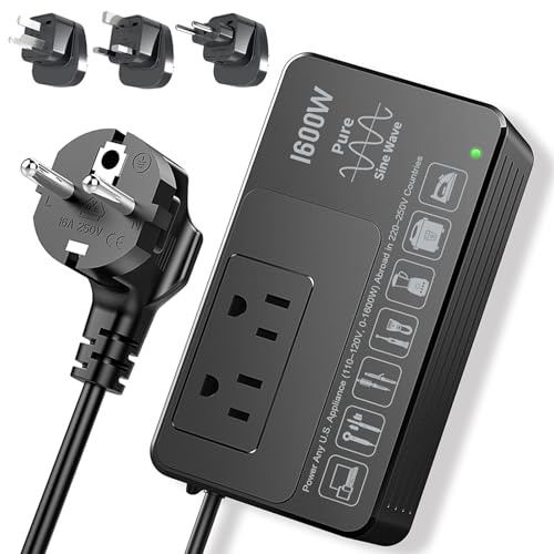 HYTED 1600W 220V to 110V Voltage Converter, Power Any American Appliances in 220-250V, Plug & Play, No Limitations, Universal Power Plug Adapter Voltage Converter US to Europe International Travel