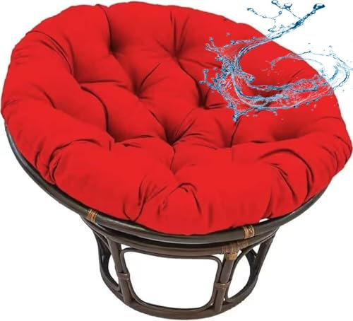 ZZDZW Polster Für Papasansessel,Rundes Auflage, Ersatzpolster Papasan,Bodenkissen Gepolstert Sitzkissen Krabbeldecke Hängesessel Für Korbsessel Outdoor Gartenmöbel Sitzauflage Auflage(Rot,130cm)