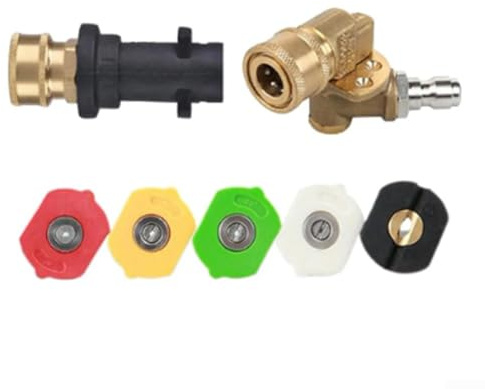 Eawfgtuw Hochdruckreiniger-Schwenkkupplungs-Set mit 5 austauschbaren Düsen, 1/4-Zoll-Schnellanschluss-Adapter für Zuhause, Außenwand, Deck, Auffahrt