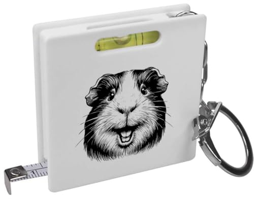 Azeeda 'Happy Guinea Pig' Keyring Tape Measure/Spirit Level Tool (KM00040876)