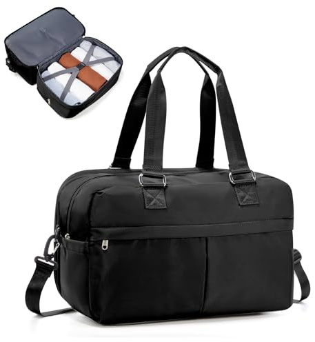 Resväska Duffelväska dam 40x30x20 Ryanair Handbagageväska Sportväska Weekendväska Badväska Vattentät resväska Duffelväska Fitnessväska Träningsväska Sjukhusväska Expanderbar,B02-Svart