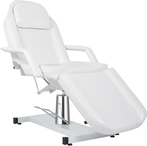 LEADZM Hydraulische Massageliege Weiß | hydraulische Höhenverstellung, ideal für Tattoo, Kosmetik und Massage
