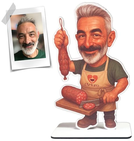 Vestipassioni Caricatura Personalizzata da Foto – Stampa su MDF altezza 30 cm – Regalo Originale per Uomo Donna – Personalizzabile con Mestiere, Accessori e Dettagli Unici - statuina personalizzata