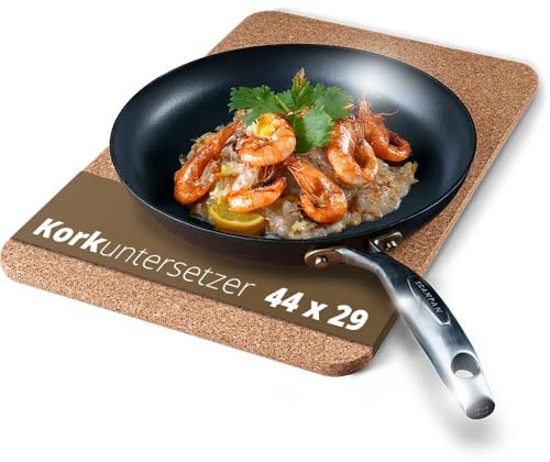 Tuuters Korkuntersetzer 440x290mm - 12mm Hitzebeständig Rechteckig | Topfuntersetzer für große Töpfe und Pfannen, auch als Laptop-Unterlage, rutschfest, natürlicher Kork für Küche und Homeoffice