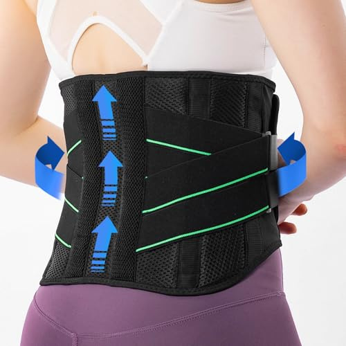 ZAHRVIA Ceinture Lombaire Homme Femme, Ceinture Dorsale de Soutien - Avec 6 Baleines de Soutien & Réglable, Confortable et Respirante - Ceinture pour le Dos pour Soulager les Maux de Dos (L)