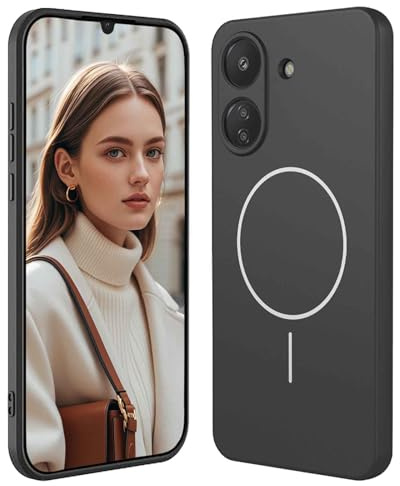 GOGME Funda De Silicona Líquida para Motorola Moto E13 con Carcasa Suave Y Shockproof Cover, Slim Case, Compatible con MagSafe - Negro