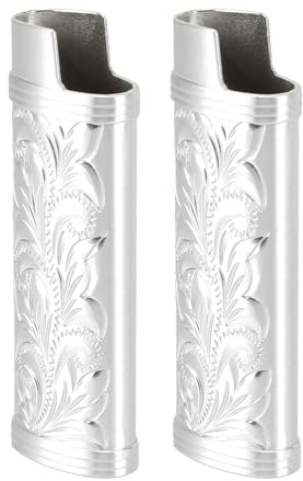 Étui à Briquet d'extérieur Rétro Tactile, Ajustement sécurisé, élégant et Pratique, 2 Pièces pour Le Camping et la Randonnée (Silver)