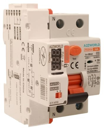 Interruttore Differenziale Riarmo Automatico 16A, Salvavita Tipo A 30mA, 3 Tentativi (10s/60s/300s), Occupa 3 Moduli DIN, RCCB 1P+N 6kA 220V, Display A Led
