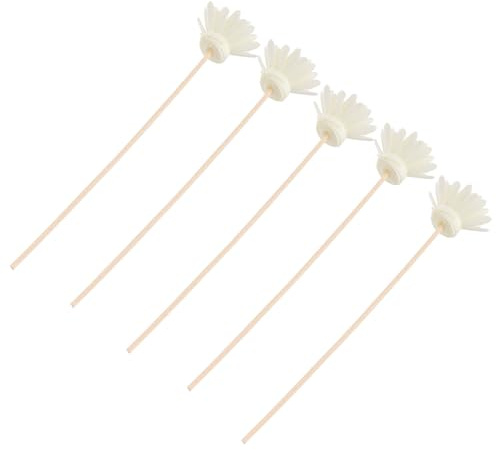 BESPORTBLE 5 Stück Kleine Weiße Chrysanthemen Rattanstäbchen 20cm Diffusorstäbchen aus Natürlichem Rattan für Ätherische Öle Aromadiffusor Ersatzstäbchen für Raumduft