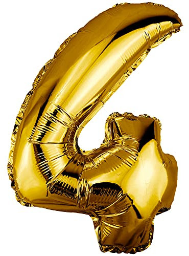 DekoRex Ballon d'or 100cm Anniversaire Mariage Déco (chiffre 4)