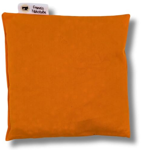 Franzis Nähstube 20x20cm Cojín de espelta naranja de algodón 100%. I Almohada de grano de espelta 20x20 para microondas I Almohadilla térmica, Almohada con núcleo de espelta, Almohada cervical