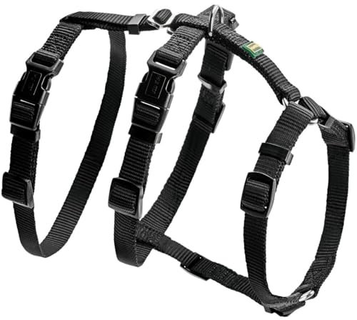 HUNTER Sicherheitsgeschirr VARIO RAPID, Panikgeschirr mit extra Bauchgurt, ausbruchssicher & verstellbar, auch als klassisches Y-Geschirr nutzbar, leichte Klickverschlüsse, Farbe: schwarz, Größe: M-L