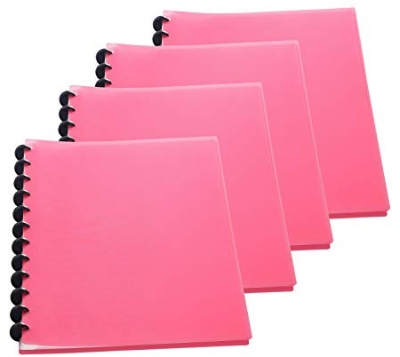 TUKA-i-AKUT 4pz PP Carpeta de Fundas con Espiral A4, 40 Fundas Transparentes PP Carpetas, para 80 hojas, Polipropileno Libro de Presentación con Anillas. Juego de 4 en Color Rojo, TKD8029 Red