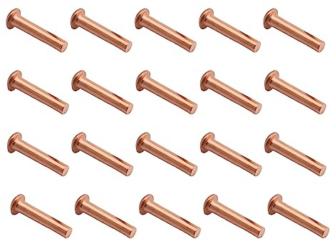 Aicosineg Lot de 100 rivets M2 à tête ronde en cuivre massif de 1,2 cm de long pour applications électriques Finition cuivre ton cuivre