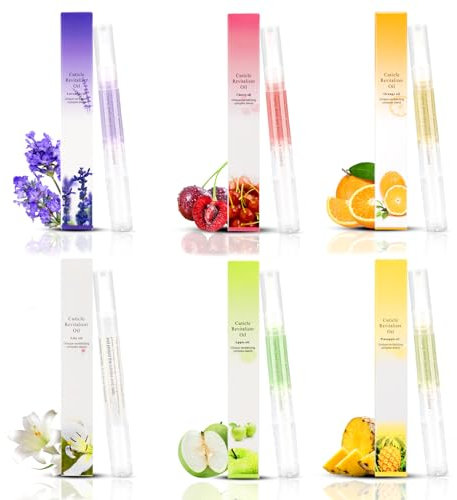 set di 6 penne per la cura delle unghie Idratante, olio per riparare le cuticole screpolate e secche (sapori misti)