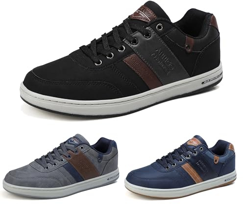 ARRIGO BELLO Casual Shoes Mens Trainers Walking Shoe Skate Athletic Formal Classic Sneakers Men Size 7-11UK, Black, Size 7