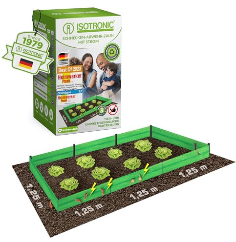 ISOTRONIC Schneckenzaun elektrisch 30 Meter zum Schutz vor Schnecken in Beeten & Hochbeeten – batteriebetriebene Schneckenabwehr flexibel einsetzbar – umweltschonend & tierfreundlich (30 Meter)