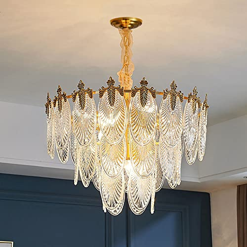 A Million Modern Pendant Chandelier, 8-Light Round 24 LED Ceiling Light, 3-Tier Crystal Hanging Clear Lampshade Lighting Fixture for Dinning Rooms Living Room (Gold)