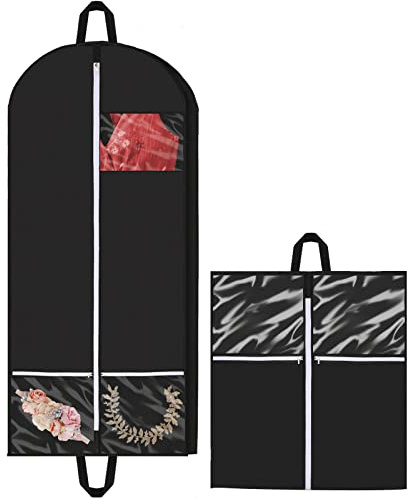 1-pack 137 cm andningsbara klädöverdrag med 2 blixtlåsfickor och 8,9 cm kil ihopvikbar män kostym förvaringsväska med bärhandtag för affärsresor, hängande klänning väska fodral klädfodral väskor för