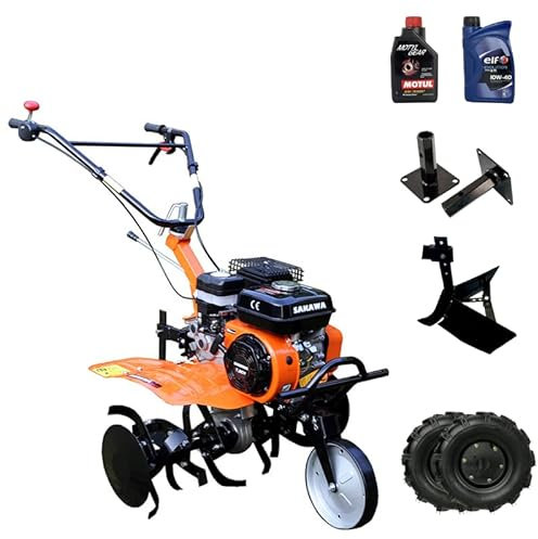 SAKAWA Motozappa 1G72 7.5 CV Kit Ruote 500 x 10 + Kit Olio