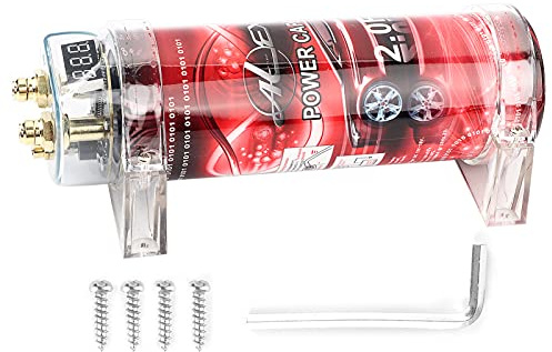 Ymiko Auto-für Audio-Kondensator, Auto-für Audio-Leistungskondensator, Verstärker, Spannungsregler, Rote LED, 10‑16 V DC, Modifizierte Autoteile
