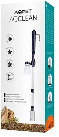 AQPET AQCLEAN Bodensauger für Aquarien, batteriebetrieben, inklusive Netzteil, 12 V, Schwarz