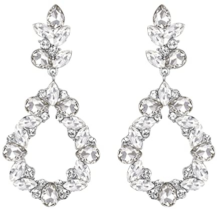 Clearine Strass Ohrringe Schmuck für die Braut Brautjungfer Marquise Tropfen Cluster für Damen Klar Gold-Ton